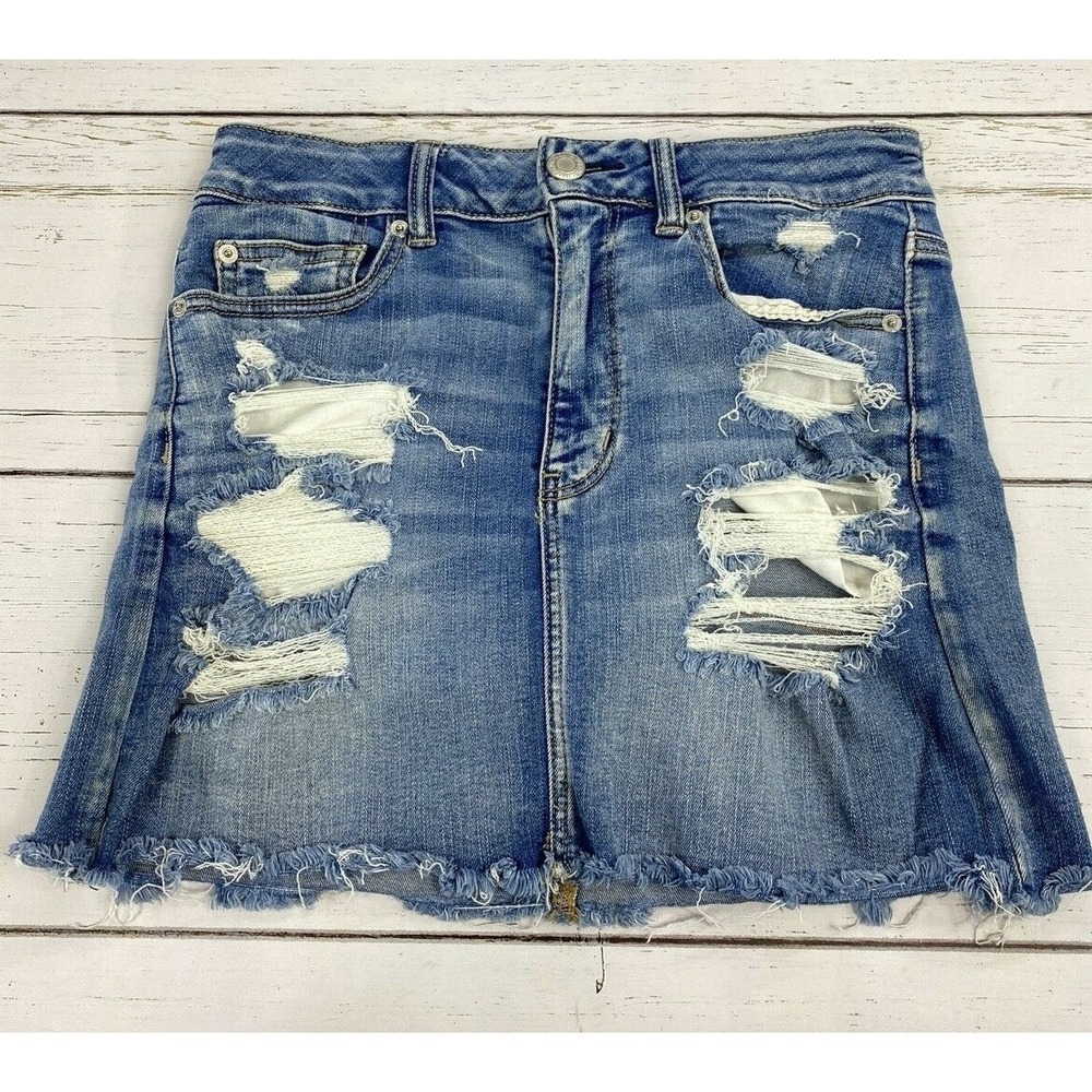 Women's American Eagle Next Level Stretch Ripped Mini Skirt Size 6
